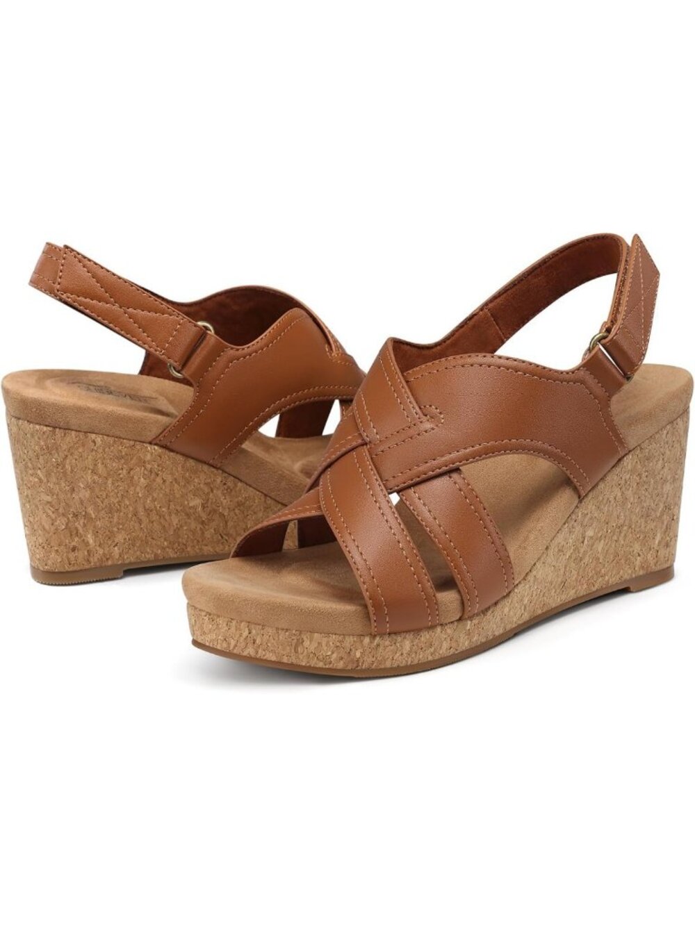 Stylish Dressy Wedge Sandals for Women - Comfortable Arch Support Cork Footwear